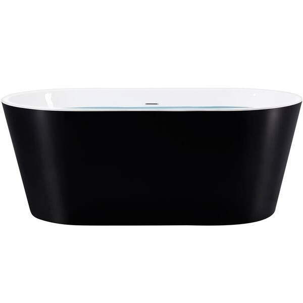 67 in. Fiberglass White Acrylic Tub for Bathtub with Tub Filler Combo - Modern Flat Bottom Stand Alone Tub