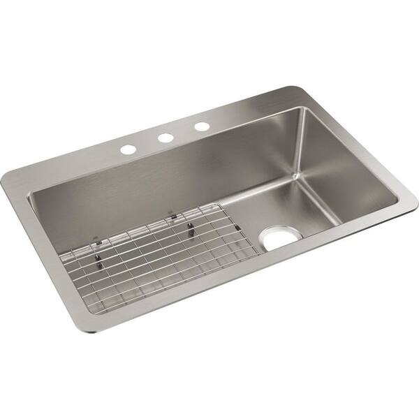 Elkay Avenue Drop In Undermount Stainless Steel 33 In Single Bowl Kitchen Sink With Bottom Grid Hddsb33229tr3 The Home Depot