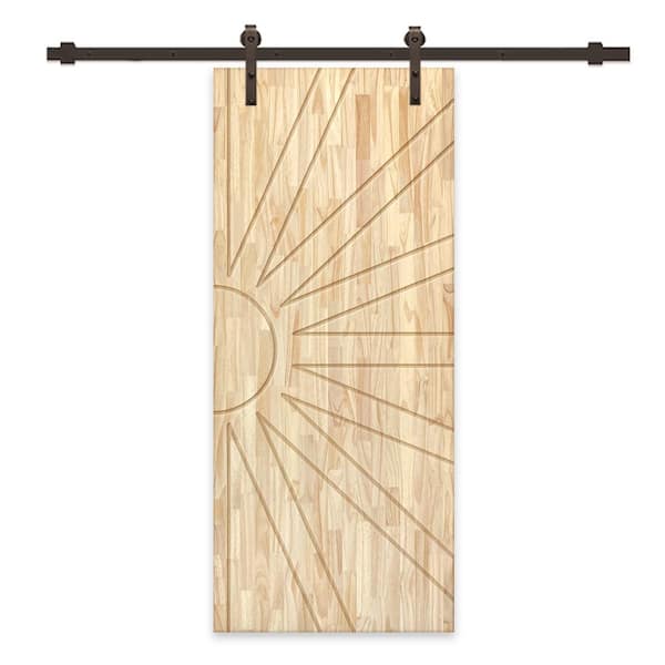 CALHOME 24 in. x 84 in. Natural Pine Wood Unfinished Interior Sliding Barn Door with Hardware Kit