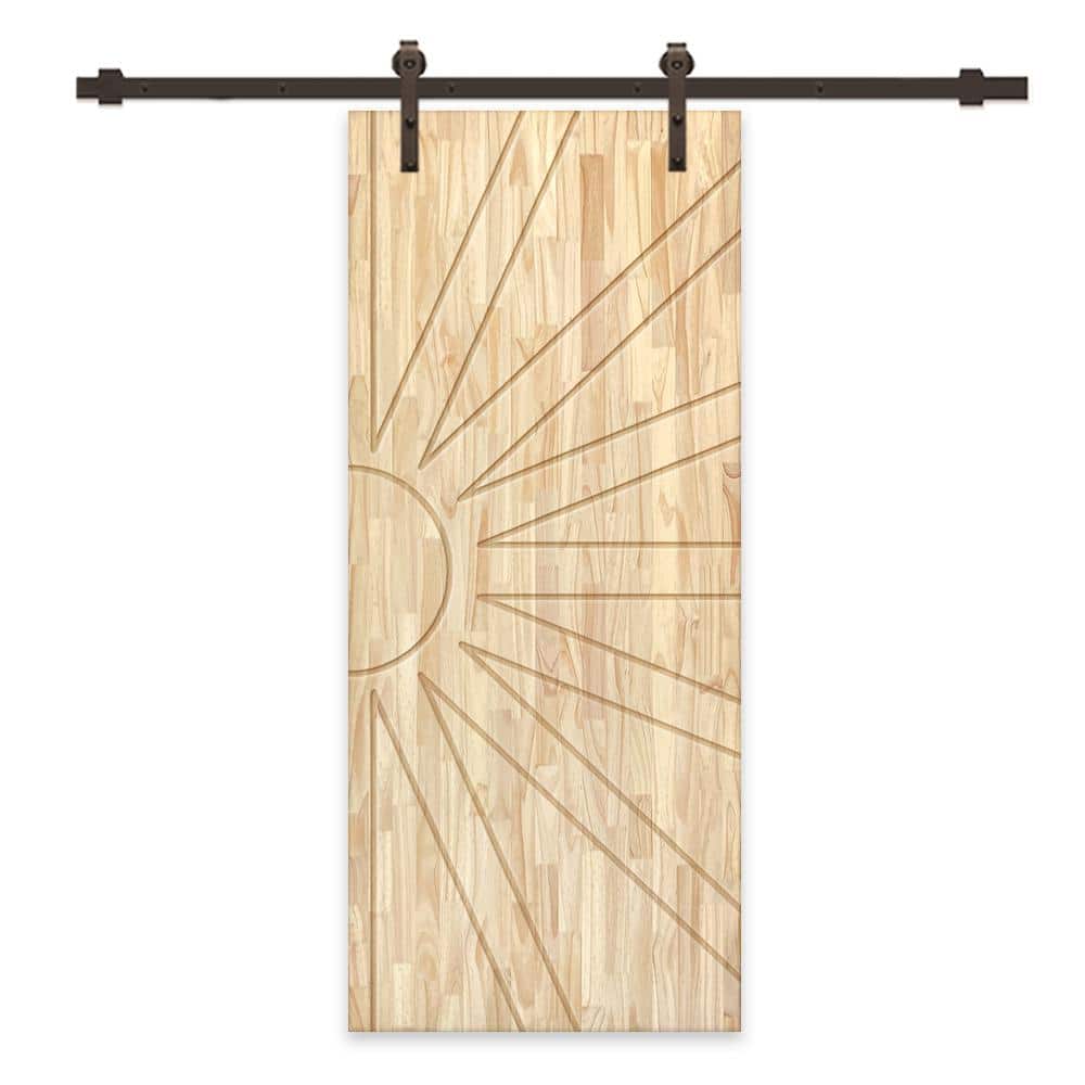 42 in. x 96 in. Natural Pine Wood Unfinished Interior Sliding Barn Door with Hardware Kit price history on PriceWatchPro