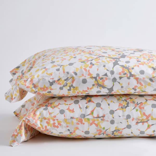 The Company Store Dogwood Blossom Multicolored Floral 200-Thread Count Cotton Percale Standard Pillowcase (Set of 2)