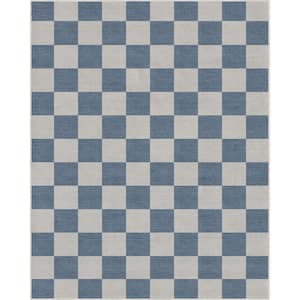 Blue 7 ft. 10 in. x 9 ft. 10 in. Flat-Weave Apollo Square Modern Geometric Boxes Area Rug