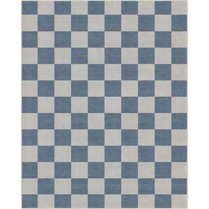 Blue 7 ft. 10 in. x 9 ft. 10 in. Flat-Weave Apollo Square Modern Geometric Boxes Area Rug