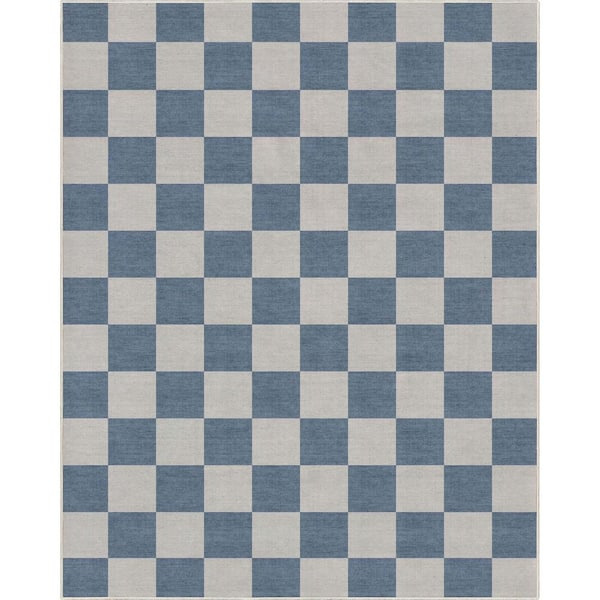 Well Woven Blue 7 ft. 10 in. x 9 ft. 10 in. Flat-Weave Apollo Square Modern Geometric Boxes Area Rug
