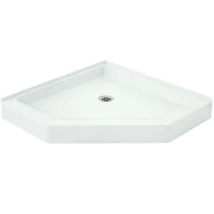 Intrigue 39 in. x 39 in. Single Threshold Shower Base in White