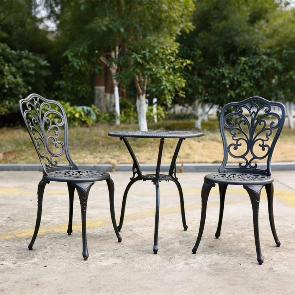 Best Choice Products Patio Conversation Set 3-Piece Cast Aluminum Bistro Set with 23.6 in. Round Table Black price history on PriceWatchPro