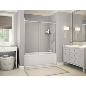 Utile Metro 32 in. x 60 in. x 81 in. Bath and Shower Combo in Soft Grey, New Town Right Drain, Halo Door Brushed Nickel