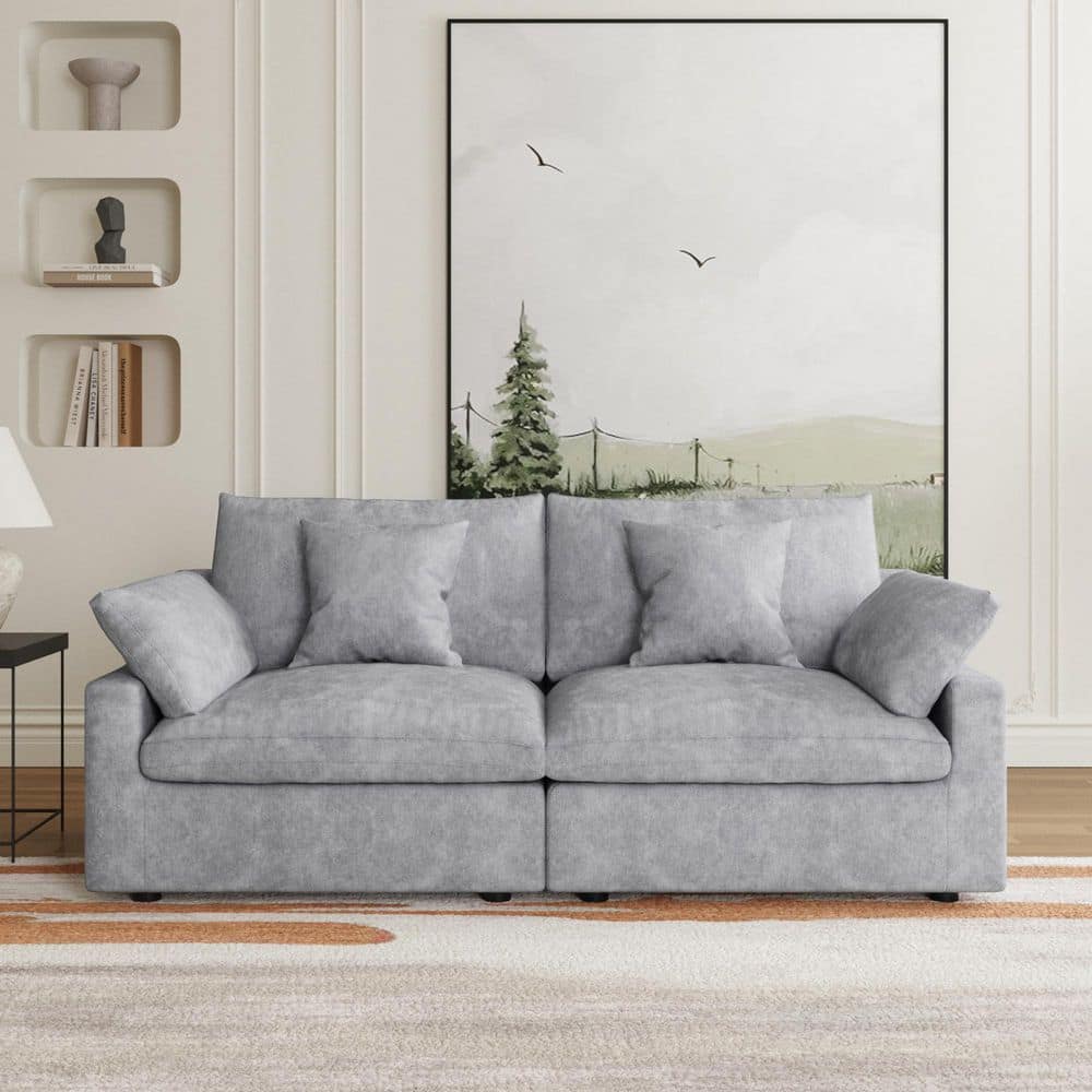 82 in. Gray Slope Arm Linen 2-Seater Modular Free Combination Loveseat price history on PriceWatchPro