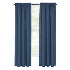Kendal Polyester Light Filtering Window Panel - 52 in. W x 84 in. L in Blue/White