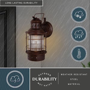 Hyannis 1 Light Bronze Coastal Lantern Cylinder Outdoor Wall Lantern Clear Glass