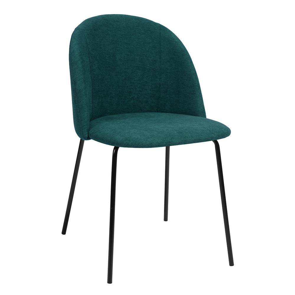 Teal Upholstered Dining Chair Teal Fabric Seat and Iron Tube Kitchen-PUZZLE TEAL - The Home Depot