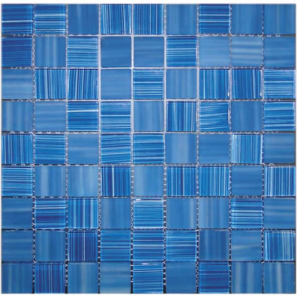 Apollo Tile Blue 4 in. x 5 in. Polished Glossy Finish Glass Square Floor and Wall Mosaic Tile Sample (0.13 sq. ft./Piece)