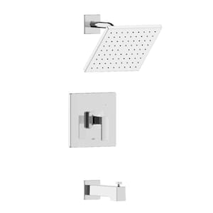 Hotel De Ville Single Handle 1-Spray Square Tub and Shower Faucet in Brushed Nickel Valve Included