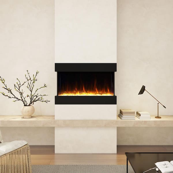 39.92 in. Wall Mount and Recessed Electric Fireplace in Black