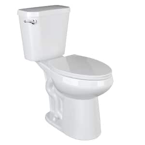 2-Piece 1.28 GPF 19 in. Height Single Flush Elongated 12 in. Rough-in Modern Toilet in White Seat Included Chrome Handle