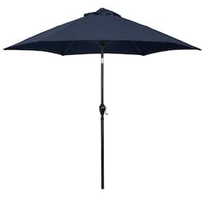9 ft. Aluminum Market Patio Umbrella with Fiberglass Ribs, Crank Lift and Push-Buttom Tilt in Navy Blue Polyester