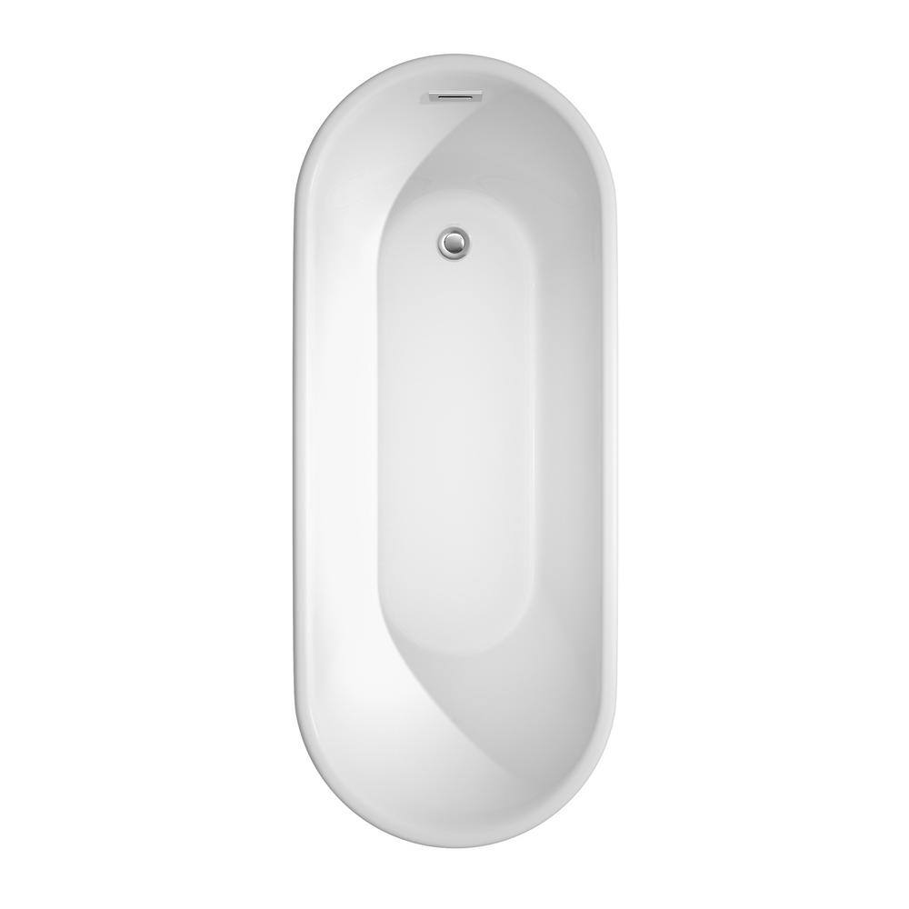 Ursula 67" White Acrylic Freestanding Soaking Bathtub with Chrome Faucet