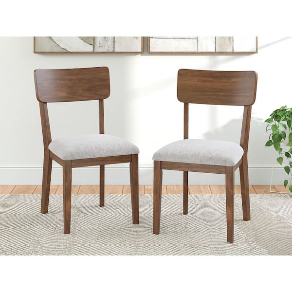 Allstream Light Gray/Light Brown Polyester Cushioned Side Chair Set of 2
