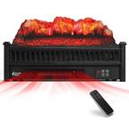 Eternal Flame 23 in. Electric Log Set Heater with Realistic Resin Pinewood Ember Bed in Black with Remote