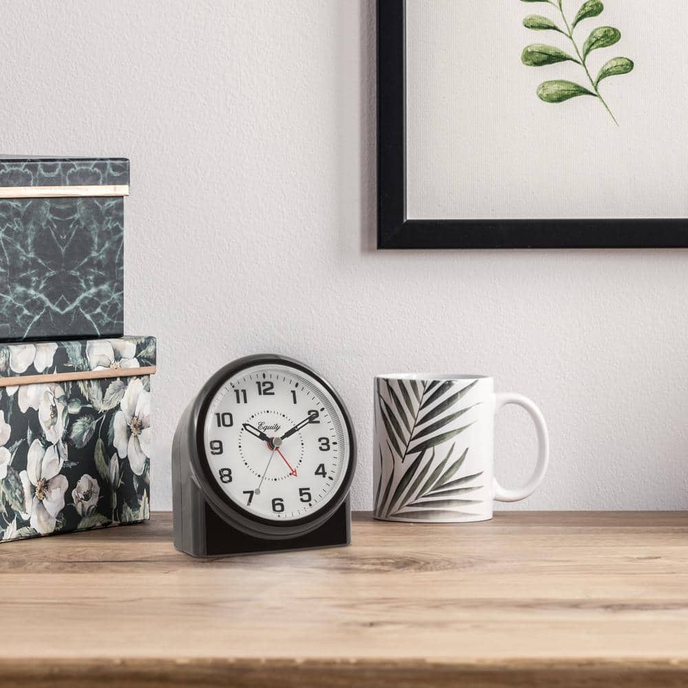 Equity Black and White Analog Alarm Clock with Night Vision