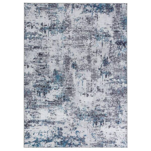 Benjara Modern Gray and Blue 8 ft. x 10 ft. Abstract Art Design polypropylene Fabric Area Rug