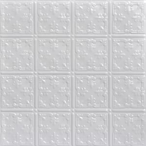 Florentine White 2 ft. x 2 ft. Decorative Tin Style Lay-in Ceiling Tile (48 sq. ft./Case)