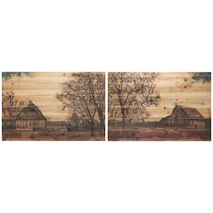 "Erstwhile Barn 3 and 4" Arte de Legno Digital Print on Solid Wood Wall Art