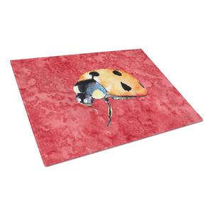 Lady Bug on Red Tempered Glass Large Cutting Board