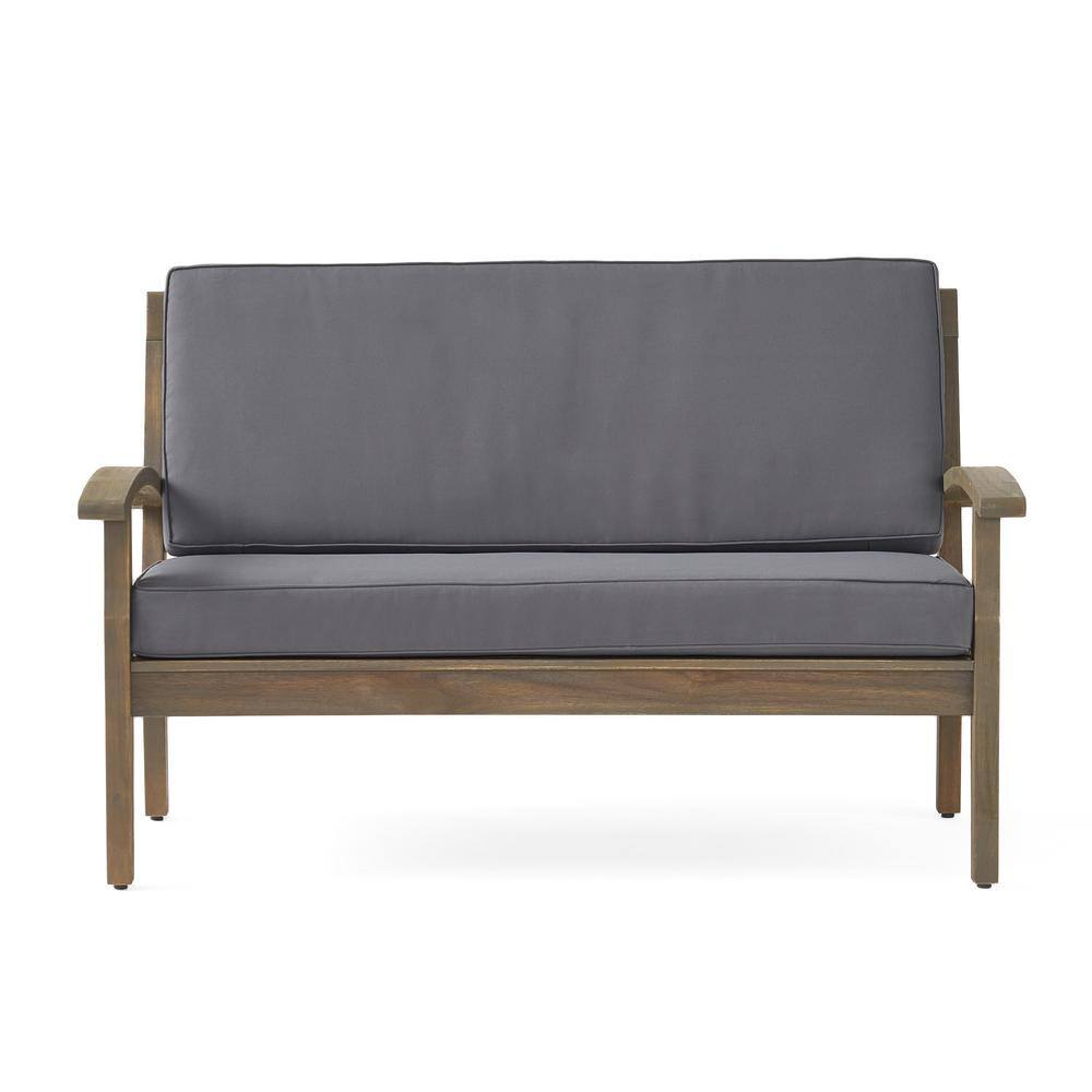 Gray Acacia Wood Outdoor Loveseat and Coffee Table Set