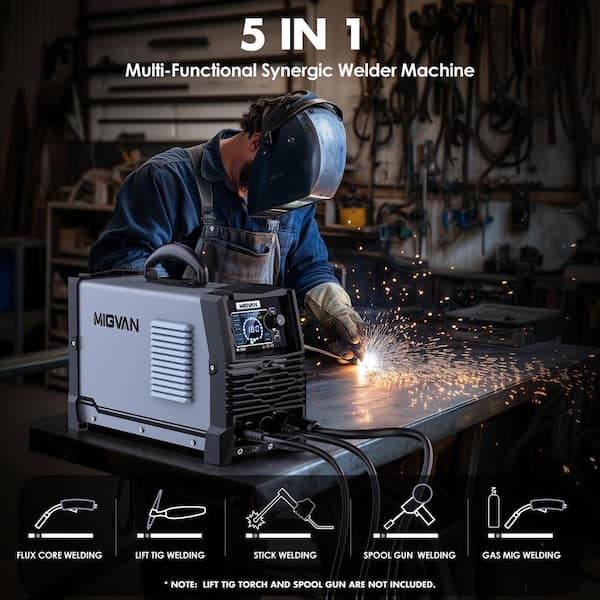 180 Amp 110V/220V 5-in-1 Synergic Electric Multi-Process Welder with 2T/4T Control