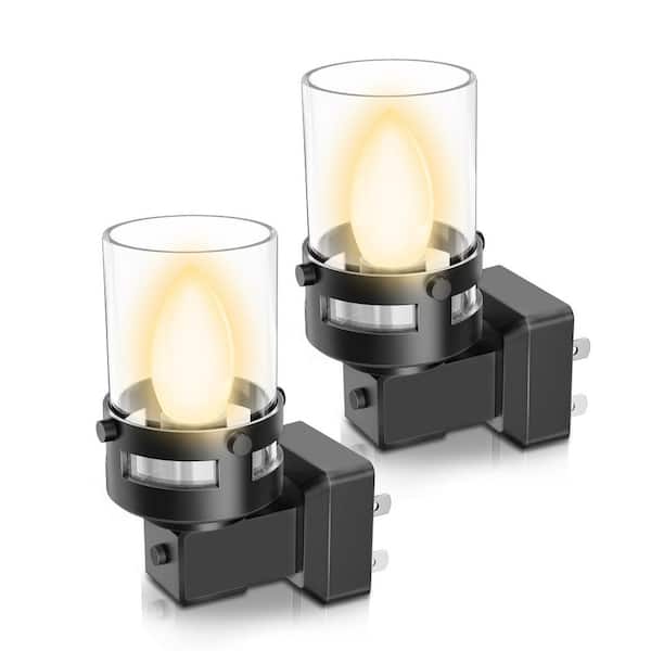 YANSUN Candle Night Light Plug in 2-Pack with Dusk to Dawn Sensor, 3000K Warm White LED for Kids, Hallway, Bathroom, Bedroom