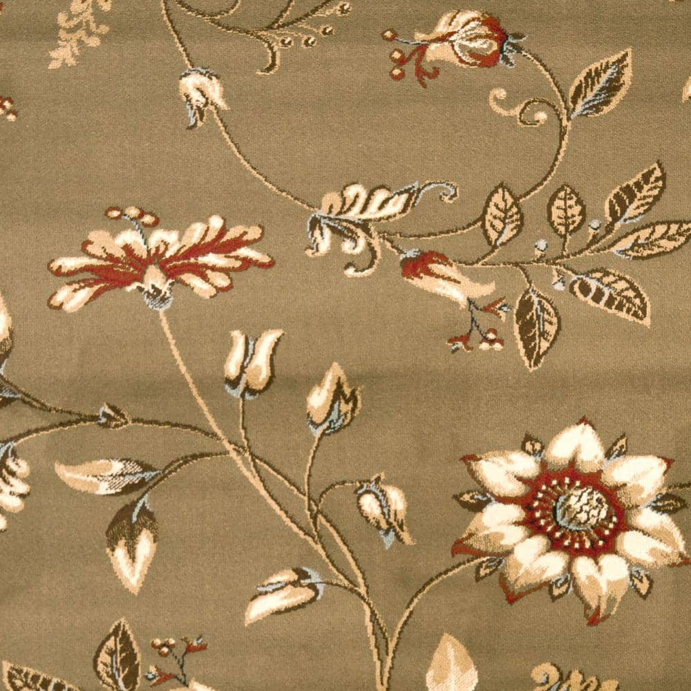 Rectangular Green/Multi Floral Synthetic 5' x 7' Area Rug