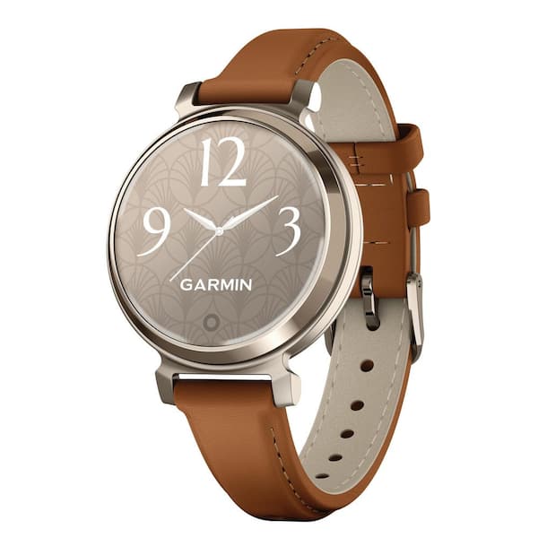 Lily 2-Classic Heatlh and Fitness Smartwatch with Anodized Aluminum Bezel/Case and Leather Band 1.4 x .4 in Cream Gold