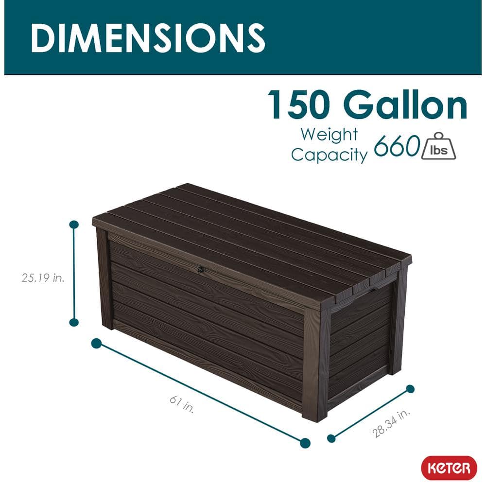 Eastwood Brown 150 Gallon Lockable Resin Deck Box