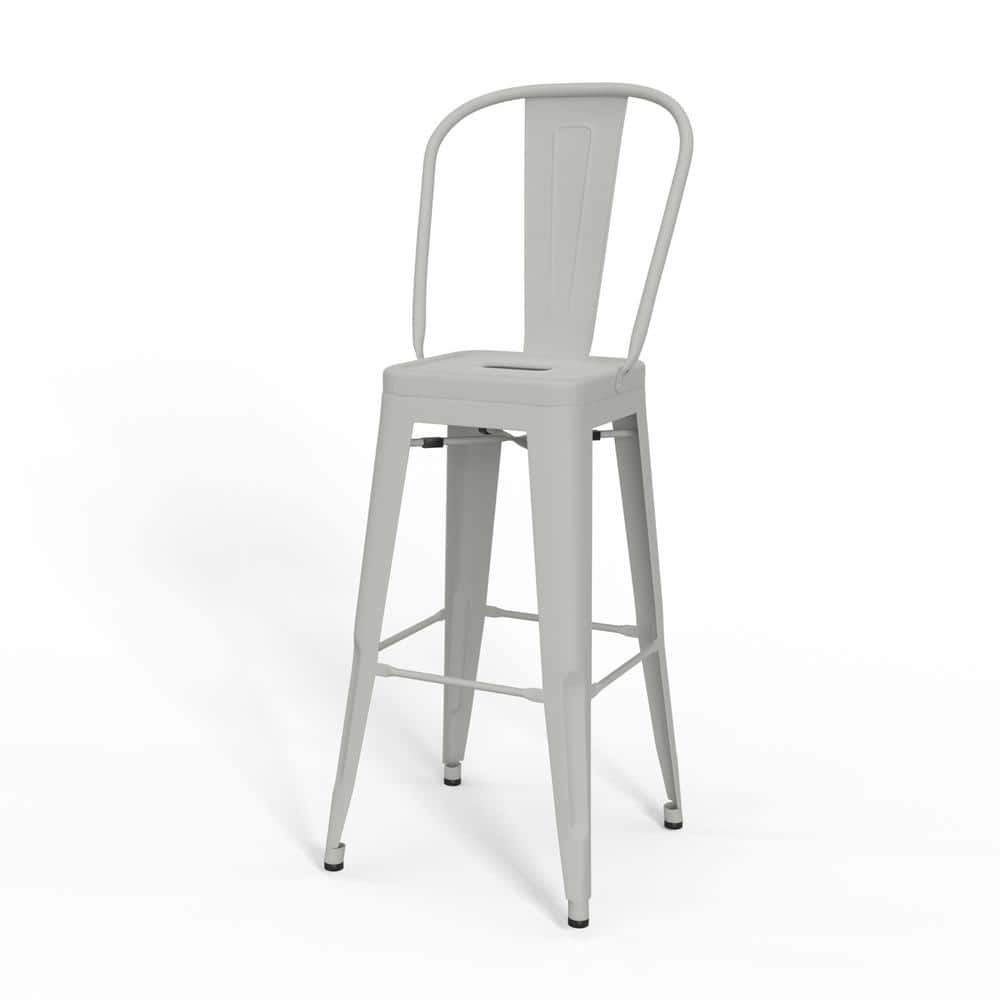 Fletcher 30" White Industrial Metal Bar Stools (Set of 2)