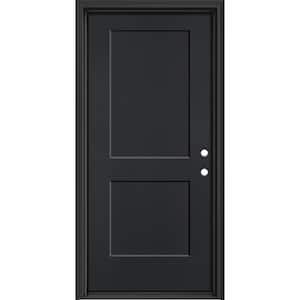 Performance Door System 36 in. x 80 in. Logan Left-Hand Inswing Black Smooth Fiberglass Prehung Front Door