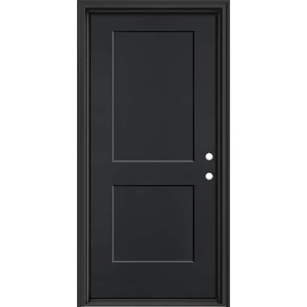 Masonite Performance Door System 36 in. x 80 in. Logan Left-Hand Inswing Black Smooth Fiberglass Prehung Front Door