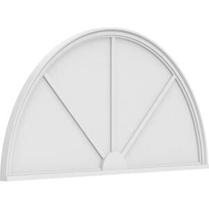 62 in. W x 31 in. H x 2 in. P Half Round 3 Spoke Signature Urethane Pediment, Primed Tan