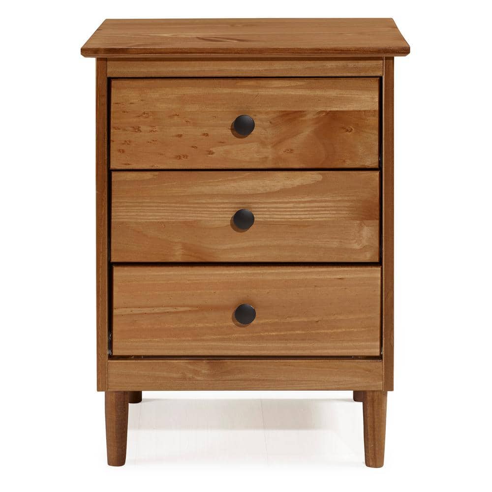 Classic Mid Century Modern 3-Drawer White Solid Wood Nightstand - thumbnail 8