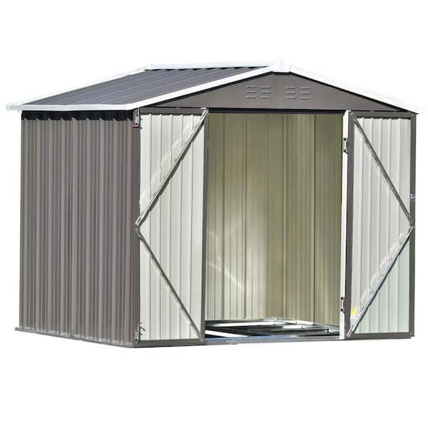 Huluwat Entry Luxury 6 ft. W x 8 ft. D Metal Storage Shed Outdoor Shed with Lockable Door and Vents Garden and Lawn (48 sq. ft.)