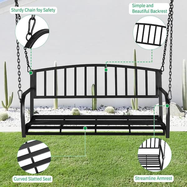 Karl home 2 Person Metal Porch Swing without Stand 219913161030