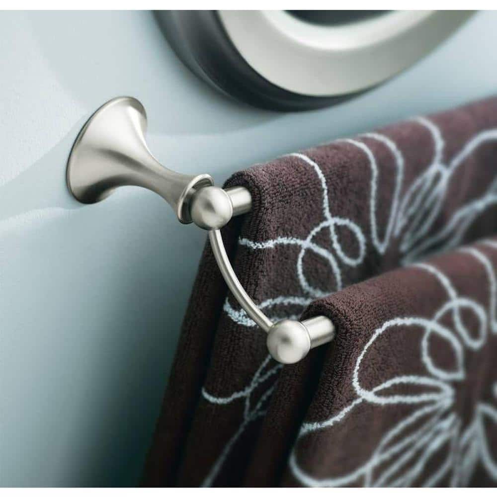 Brushed Nickel 24-Inch Double Wall Mounted Towel Bar