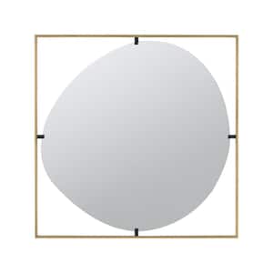 32 in. W x 32 in. H Gold Metal Frame Contemporary Design Wall Decor Mirror for Bathroom, Living Room Entryway