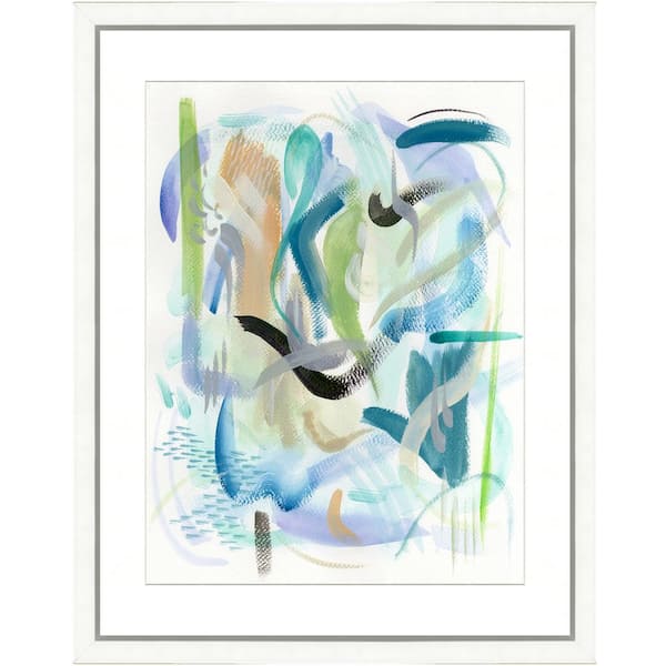 Vintage Print Gallery "Colorful brushstrokes I" Framed Archival Paper Wall Art (20 in. x 24 in. in full size)