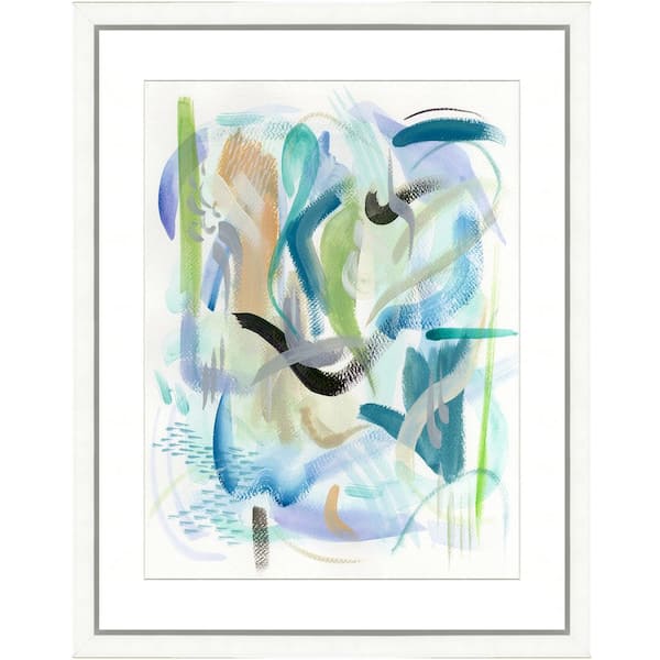 Vintage Print Gallery "Colorful brushstrokes I" Framed Archival Paper Wall Art (24 in. x 28 in. in full size)