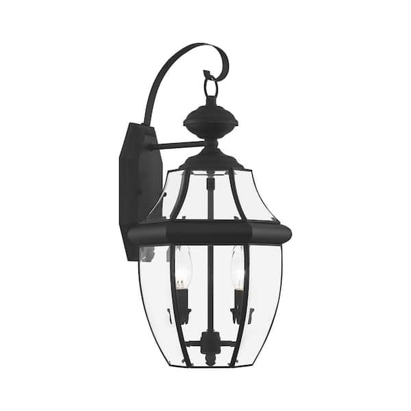 AVIANCE LIGHTING Aston 20.25 in. 2-Light Black Outdoor Hardwired Wall Lantern Sconce with No Bulbs Included