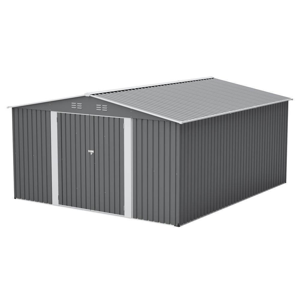 12 ft. W x 14 ft. D Gray Metal Shed with Lockable Double Doors (168 sq. ft.) price history on PriceWatchPro