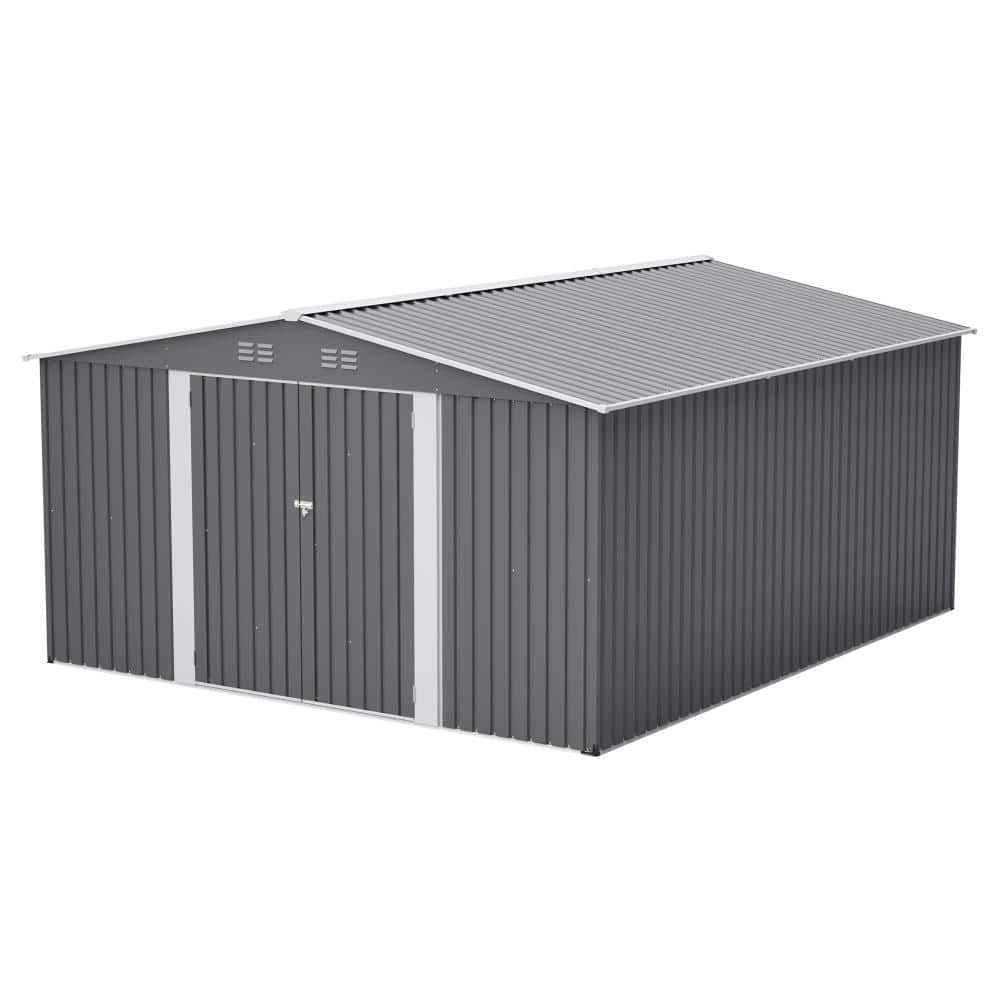 12 ft. W x 14 ft. D Gray Outdoor Metal Storage Shed with Floor Frame (168 sq. ft. ) price history on PriceWatchPro