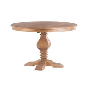 Reeser Natural Brown Wood top 48 W in. Round Pedestal Dining Table, 4 seat capacity