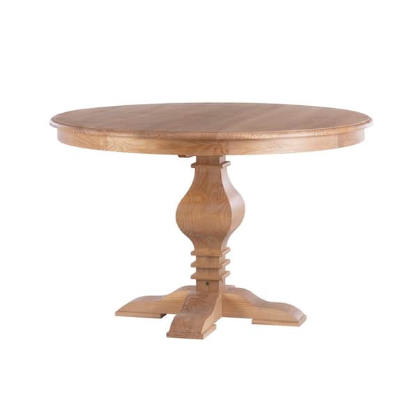 Linon Home Decor Reeser Natural Brown Wood top 48 W in. Round Pedestal Dining Table, 4 seat capacity